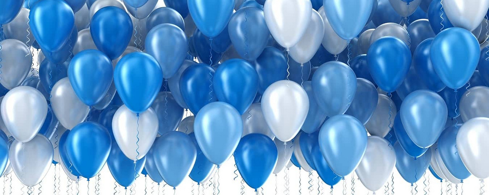 blaue und weiße Luftballons