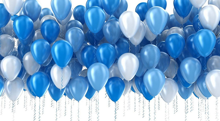 blaue und weiße Luftballons